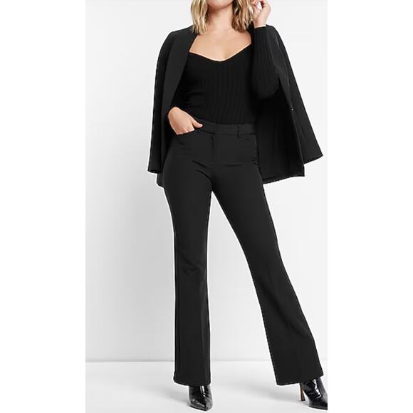 Express - Editor Mid Rise Flare Pant / 4 / Black - Picture 5 of 11